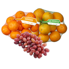 Rode druiven schaal à 500 gram,
mandarijnen net à 1 kilo
of pers sinaasappelen net à 2 kilo